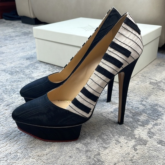 Rare NIB Charlotte Olympia Cindy Piano Platform Stiletto Heels Music Chic Sz 40 - Picture 1 of 14